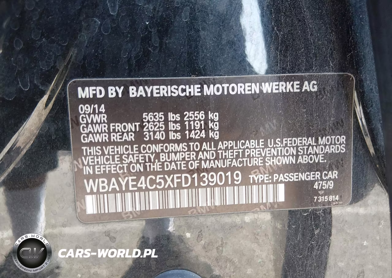 2015 BMW 740Li VIN:WBAYE4C5XFD139019 - 9