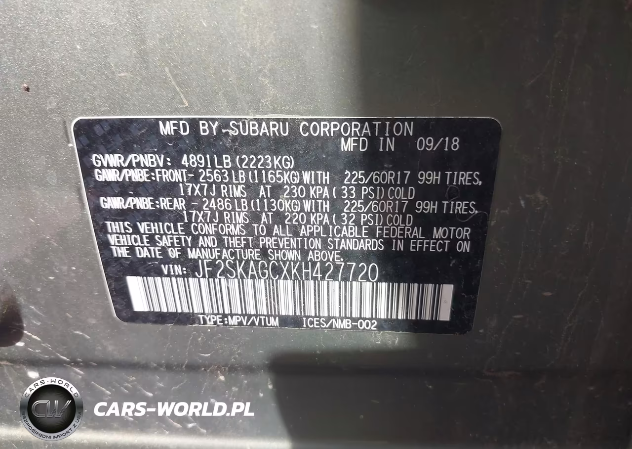 2019 Subaru Forester Premium VIN:JF2SKAGCXKH427720 - 9