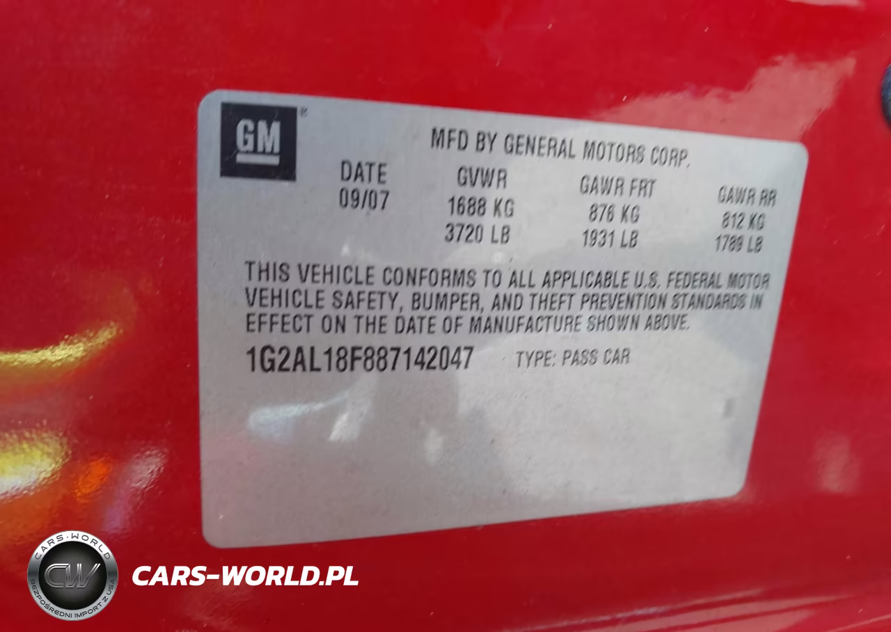2008 Pontiac G5 VIN:1G2AL18F887142047 - 9