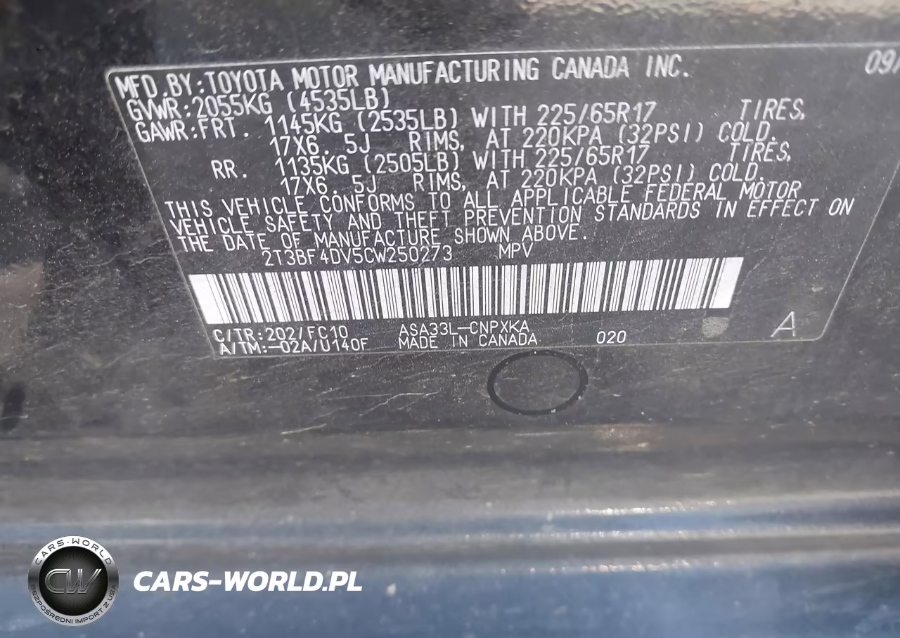 2012 Toyota Rav4 VIN:2T3BF4DV5CW250273 - 9