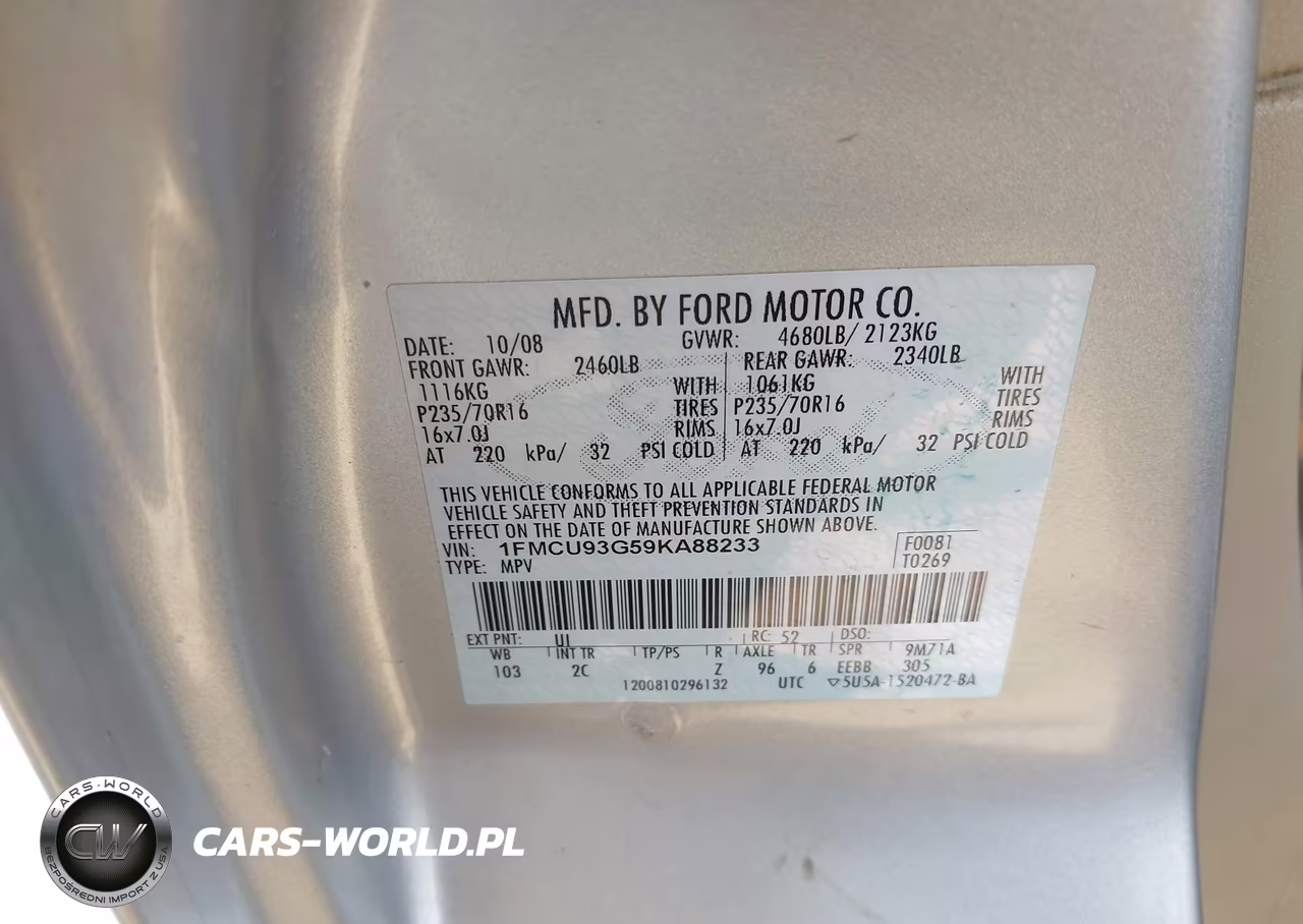2009 Ford Escape Xlt VIN:1FMCU93G59KA88233 - 9