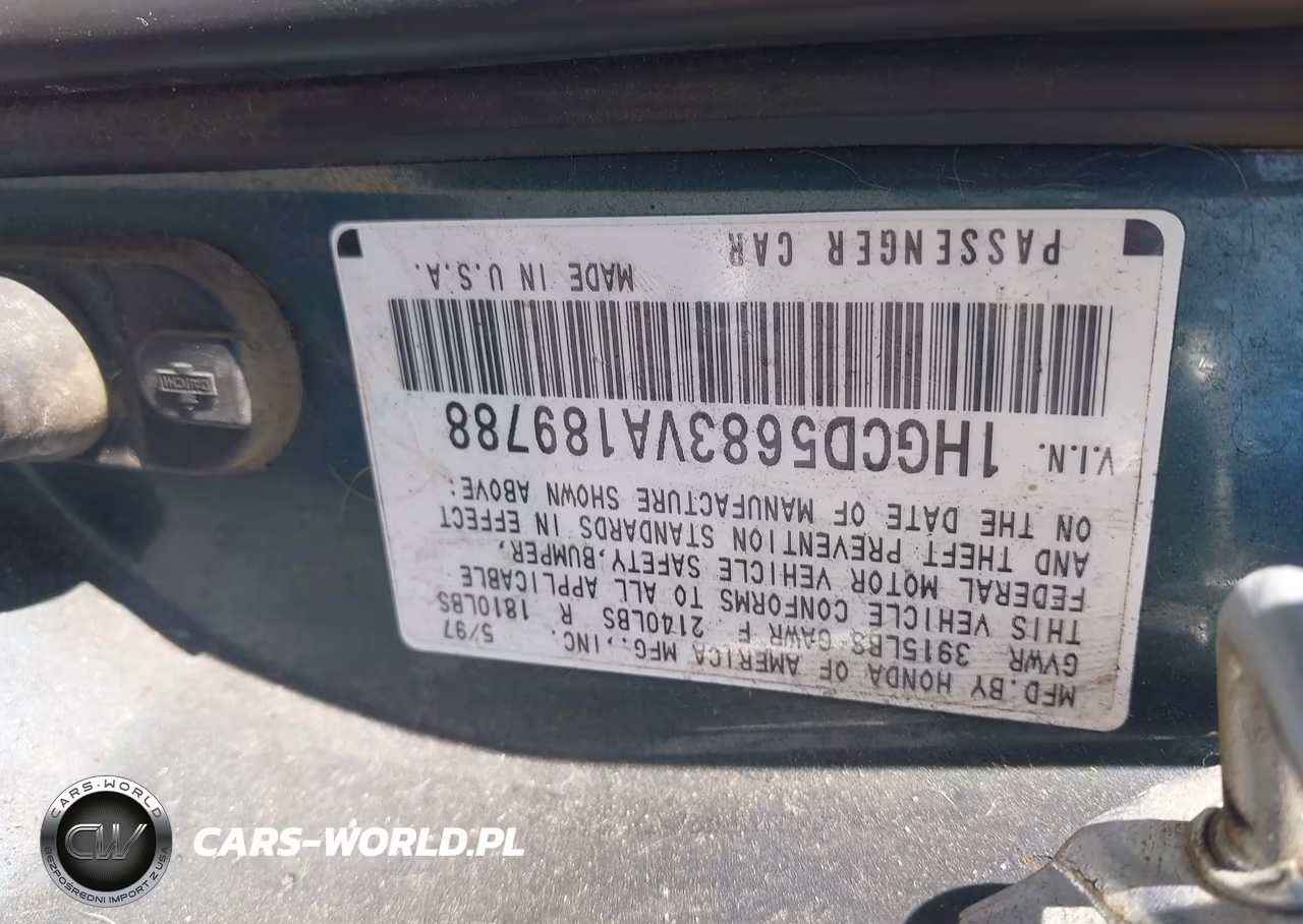 1997 Honda Accord Value VIN:1HGCD5683VA189788 - 9