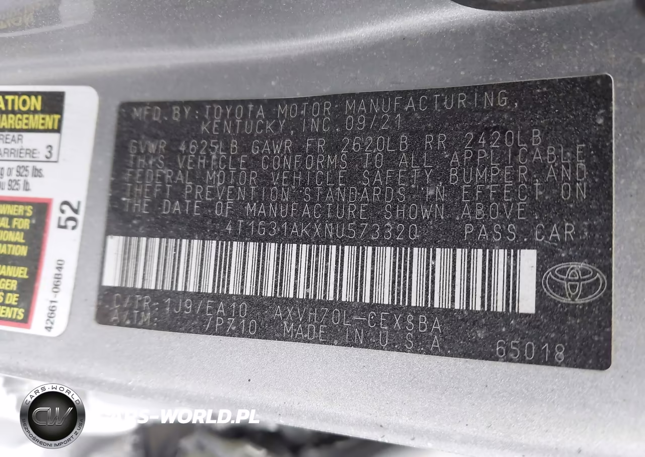 2022 Toyota Camry Se Hybrid VIN:4T1G31AKXNU573320 - 9