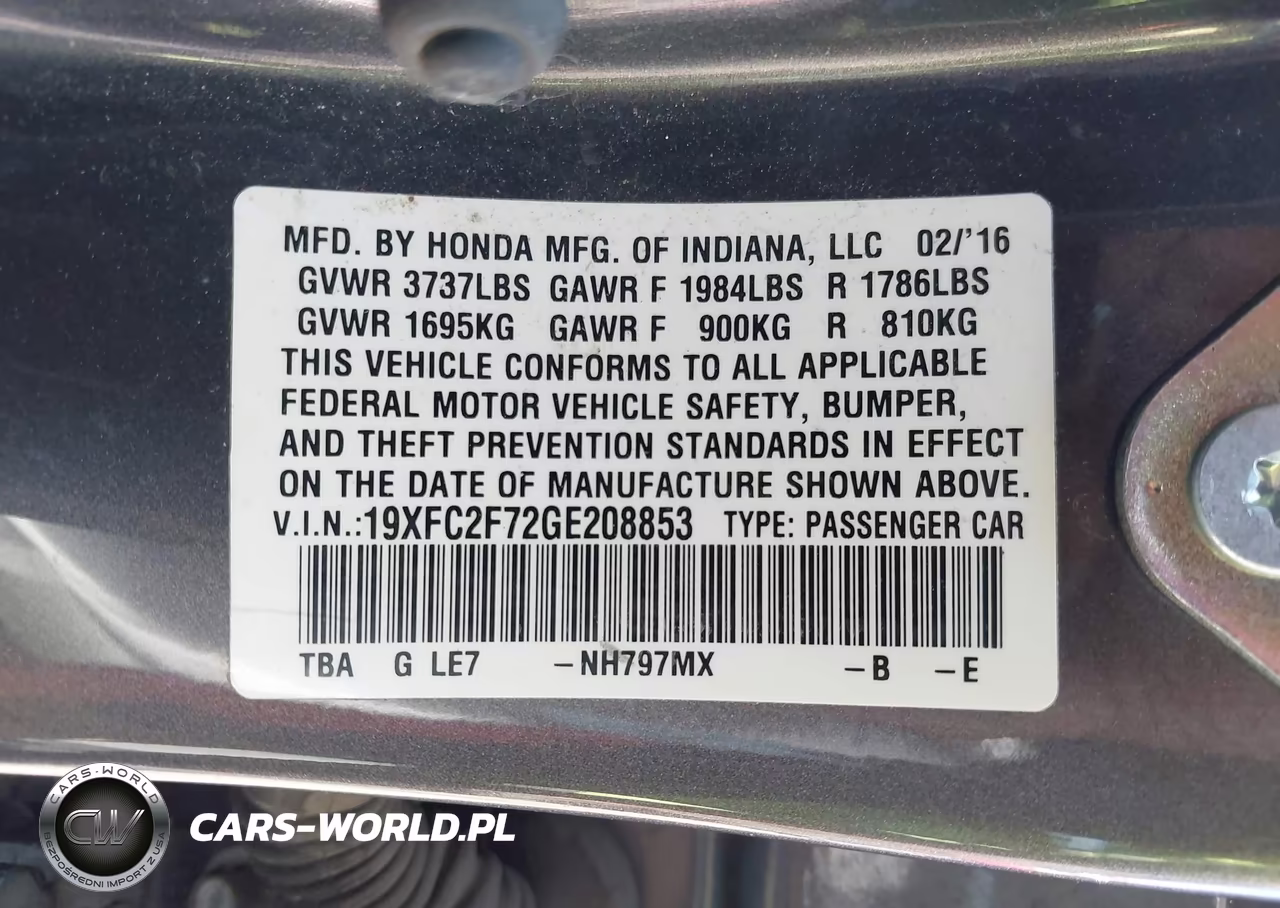 2016 Honda Civic Ex VIN:19XFC2F72GE208853 - 9