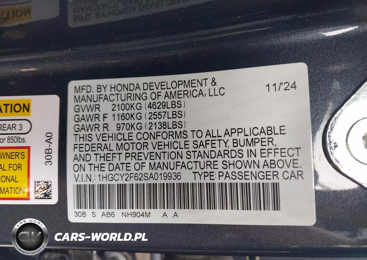 2025 Honda Accord Hybrid Ex-L VIN:1HGCY2F62SA019936 - 9