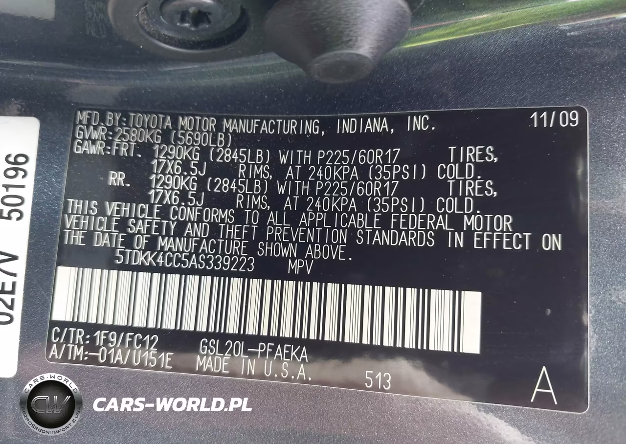 2010 Toyota Sienna Le VIN:5TDKK4CC5AS339223 - 9