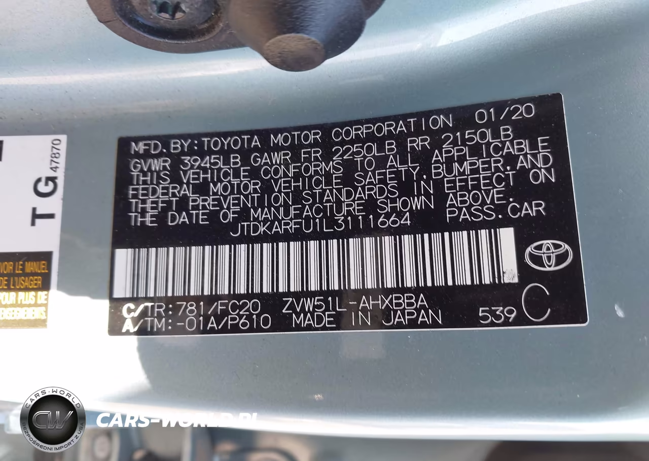 2020 Toyota Prius L Eco VIN:JTDKARFU1L3111664 - 9