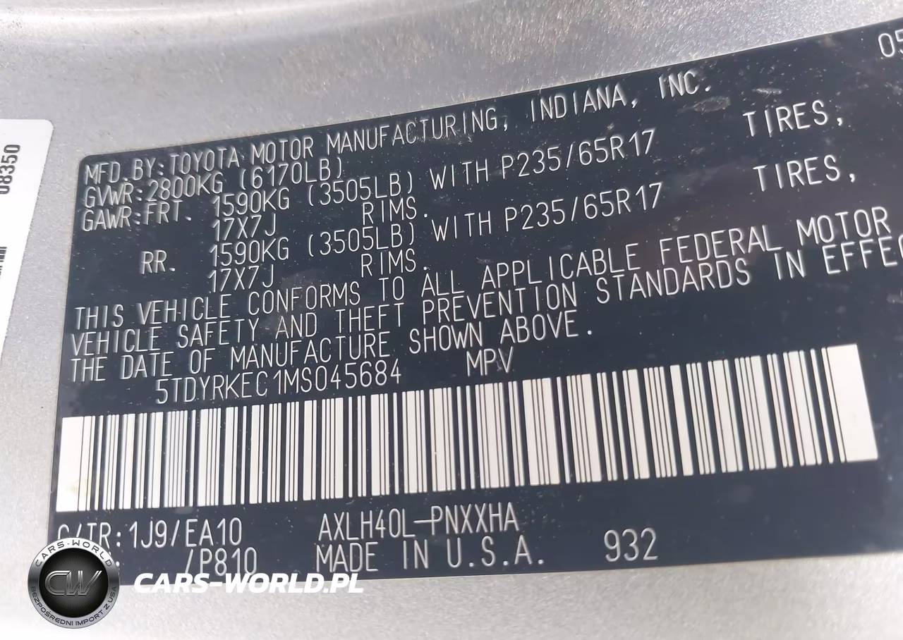 2021 Toyota Sienna Xle VIN:5TDYRKEC1MS045684 - 9