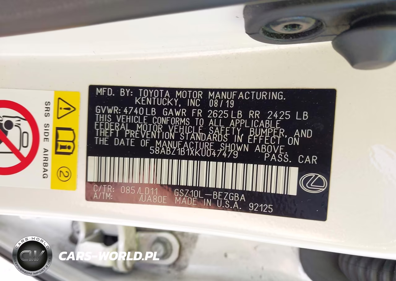 2019 Lexus Es 350 VIN:58ABZ1B1XKU047479 - 9