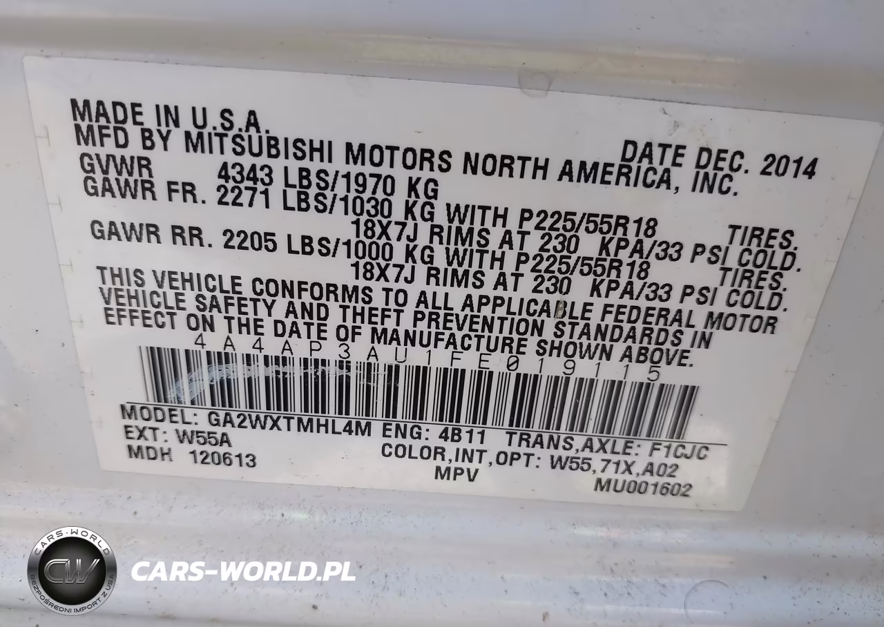 2015 Mitsubishi Outlander Sport Es VIN:4A4AP3AU1FE019115 - 9