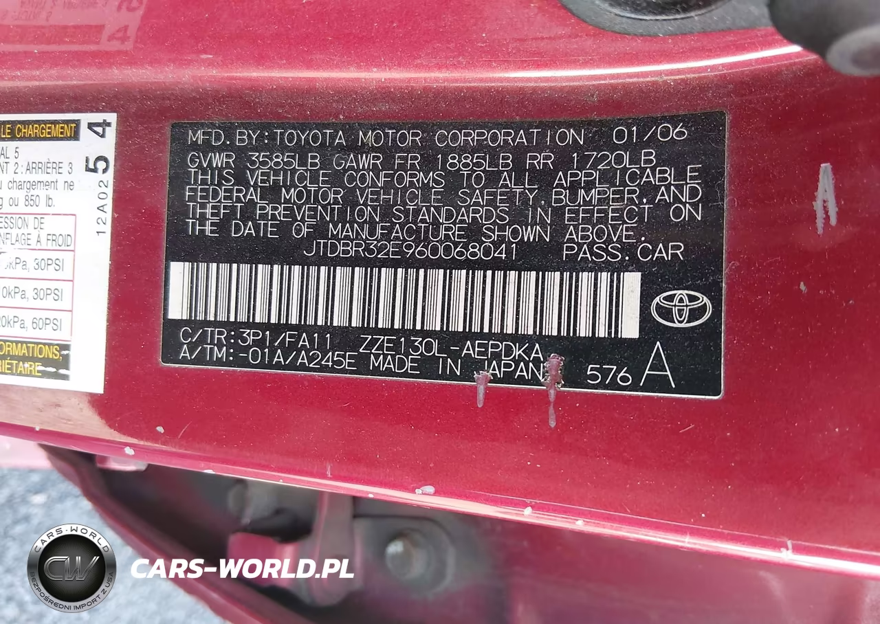 2006 Toyota Corolla Ce VIN:JTDBR32E960068041 - 9