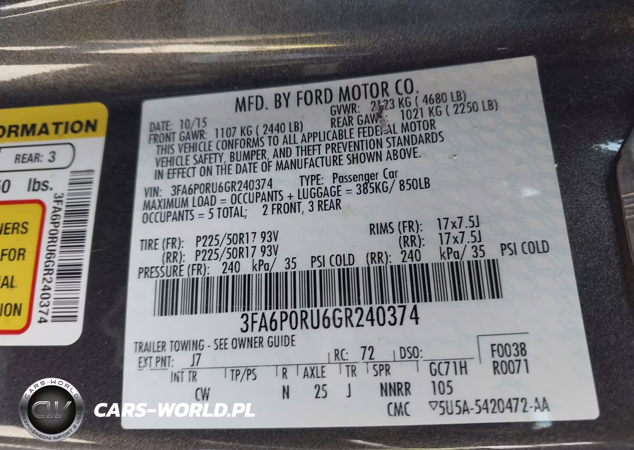 2016 Ford Fusion Hybrid Titanium VIN:3FA6P0RU6GR240374 - 9
