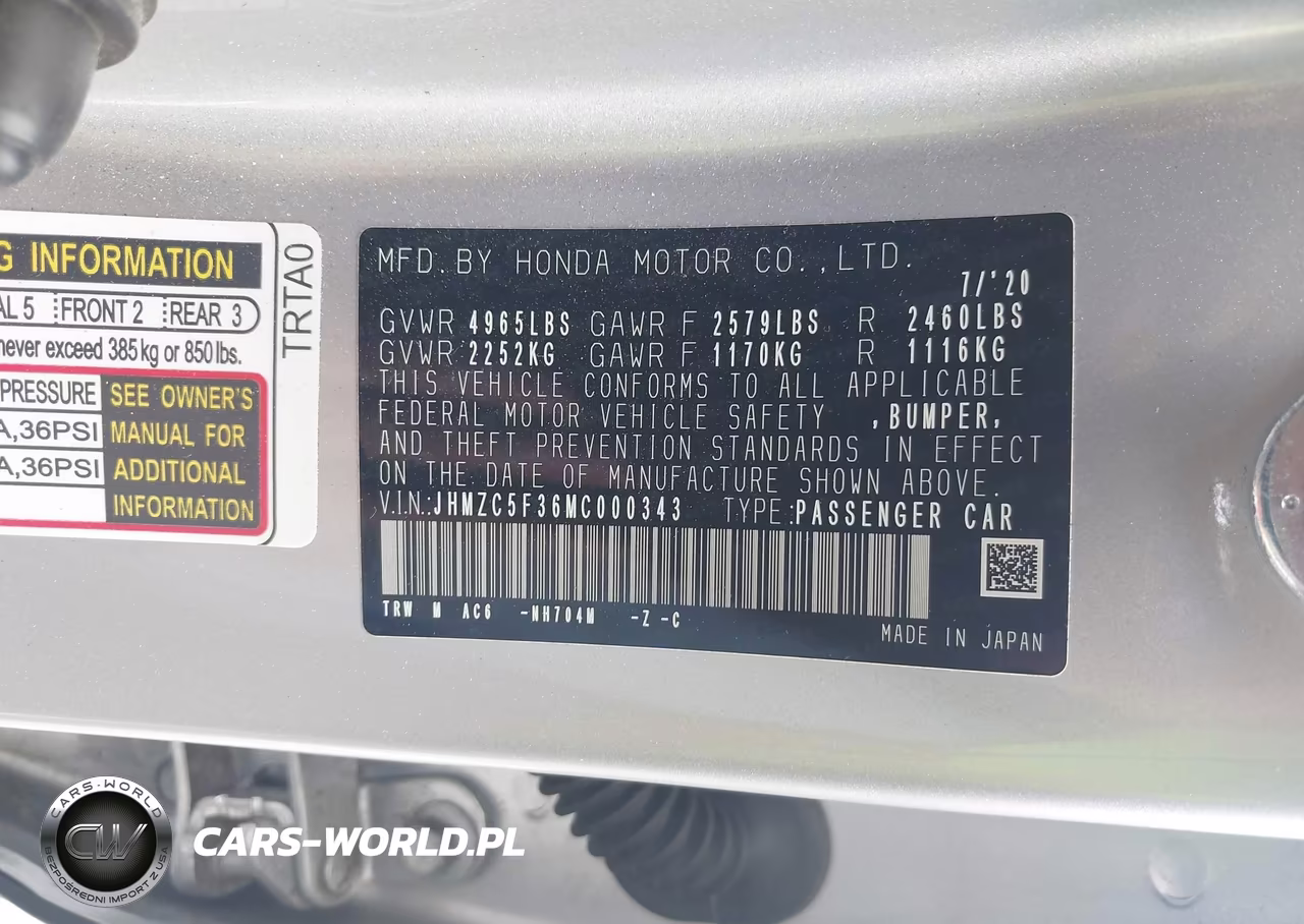 2021 Honda Clarity Plug-In Hybrid Touring VIN:JHMZC5F36MC000343 - 9