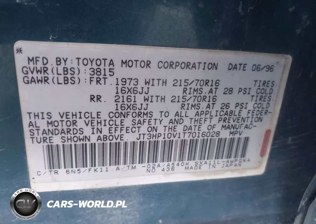 1996 Toyota Rav4 VIN:JT3HP10V1T7016028 - 9