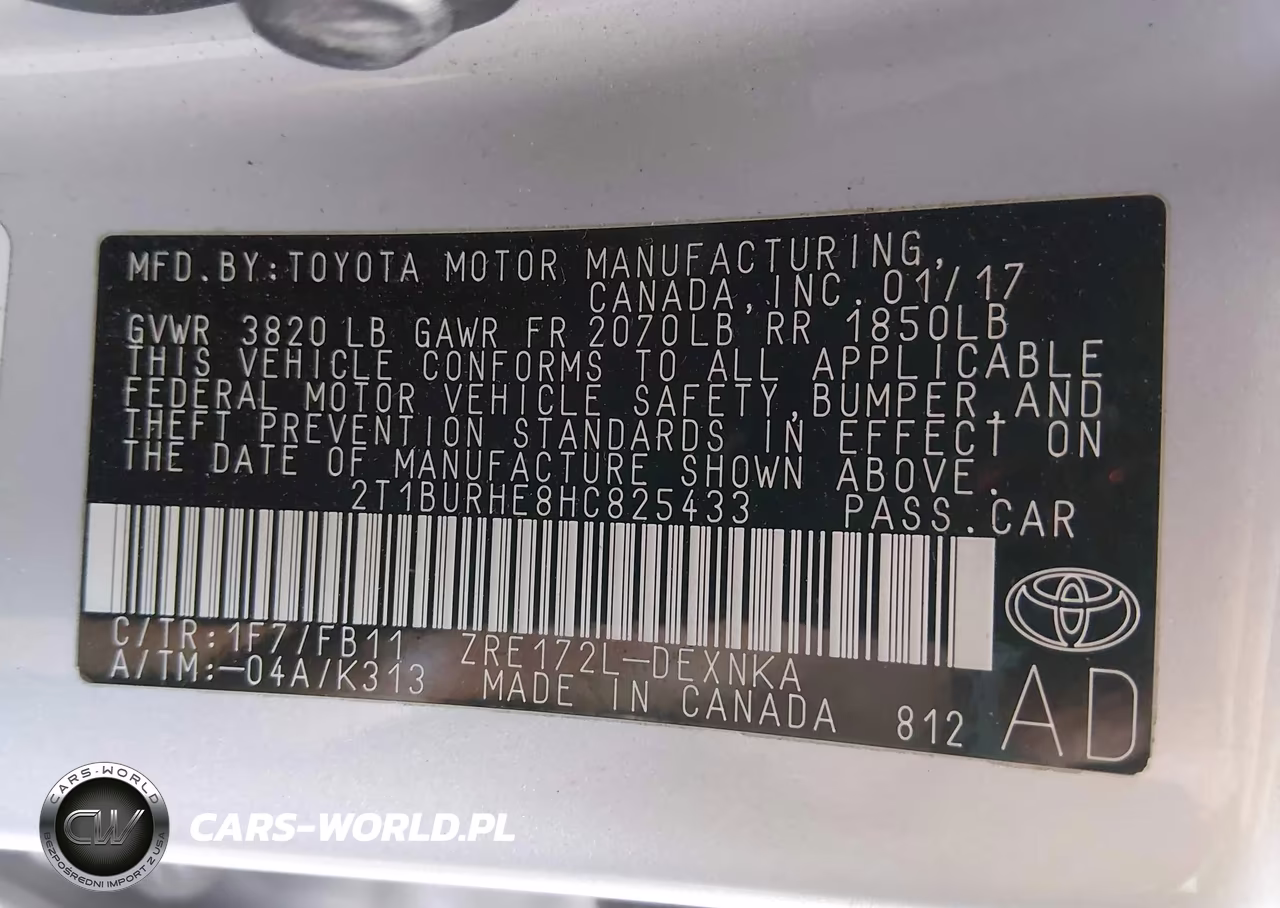 2017 Toyota Corolla Le VIN:2T1BURHE8HC825433 - 9