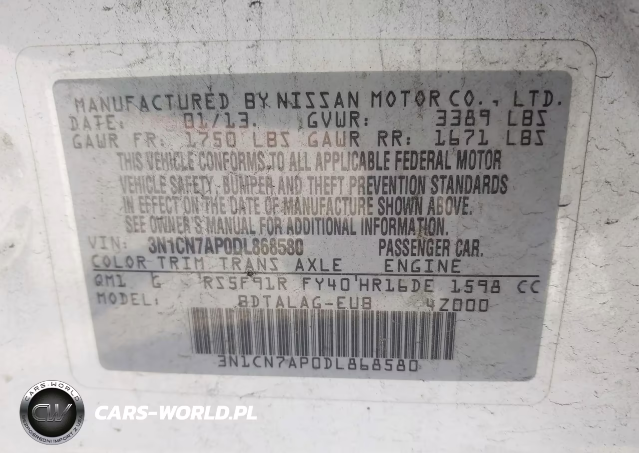 2013 Nissan Versa 1.6 S VIN:3N1CN7AP0DL868580 - 9