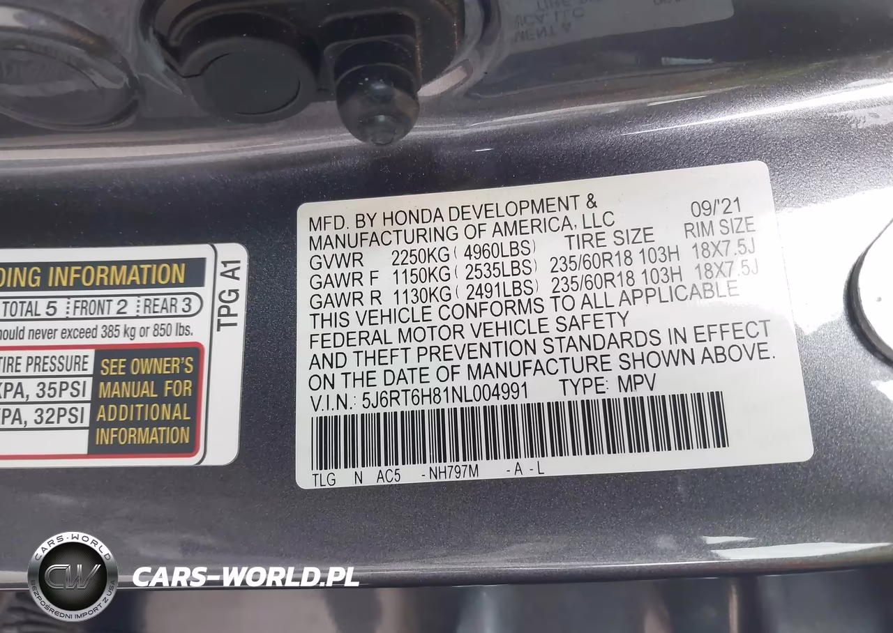 2022 Honda Cr-V Hybrid Ex-L VIN:5J6RT6H81NL004991 - 9