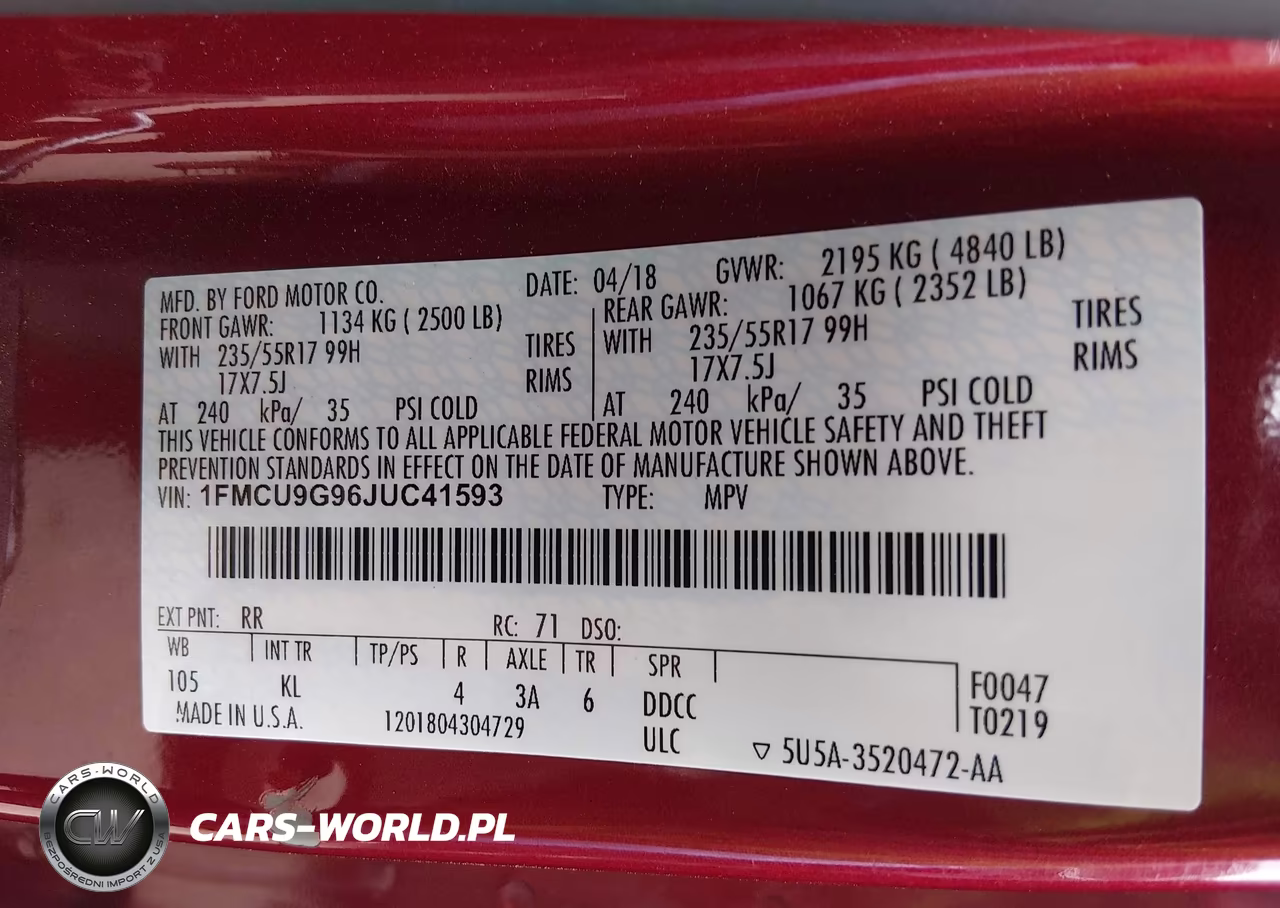 2018 Ford Escape Se VIN:1FMCU9G96JUC41593 - 9