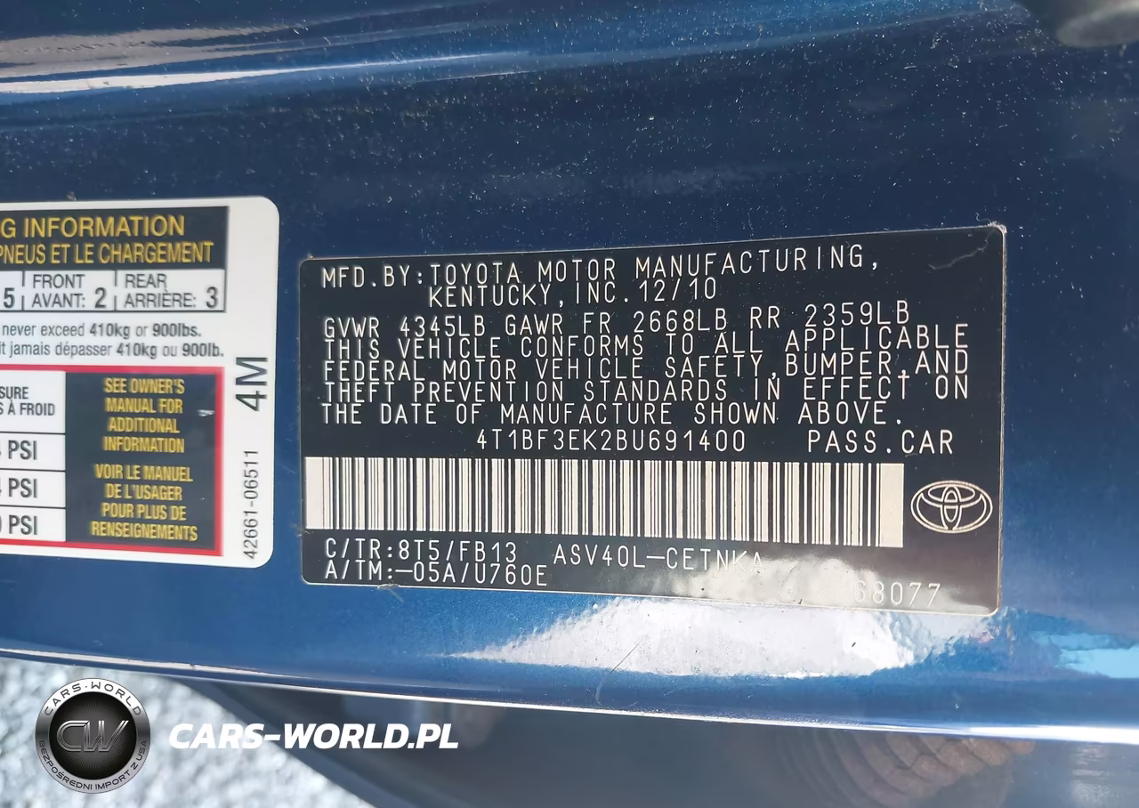 2011 Toyota Camry VIN:4T1BF3EK2BU691400 - 9