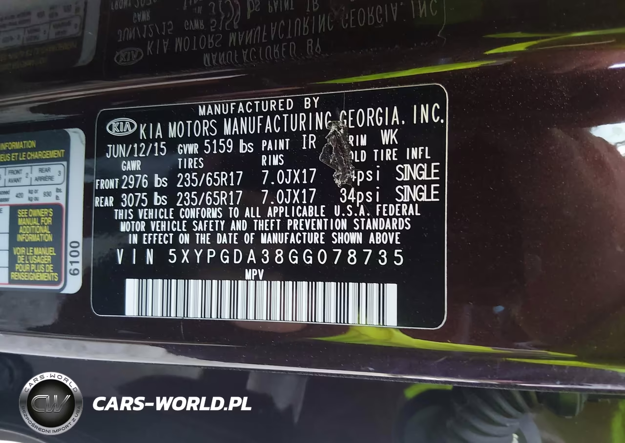 2016 Kia Sorento 2.4L Lx VIN:5XYPGDA38GG078735 - 9