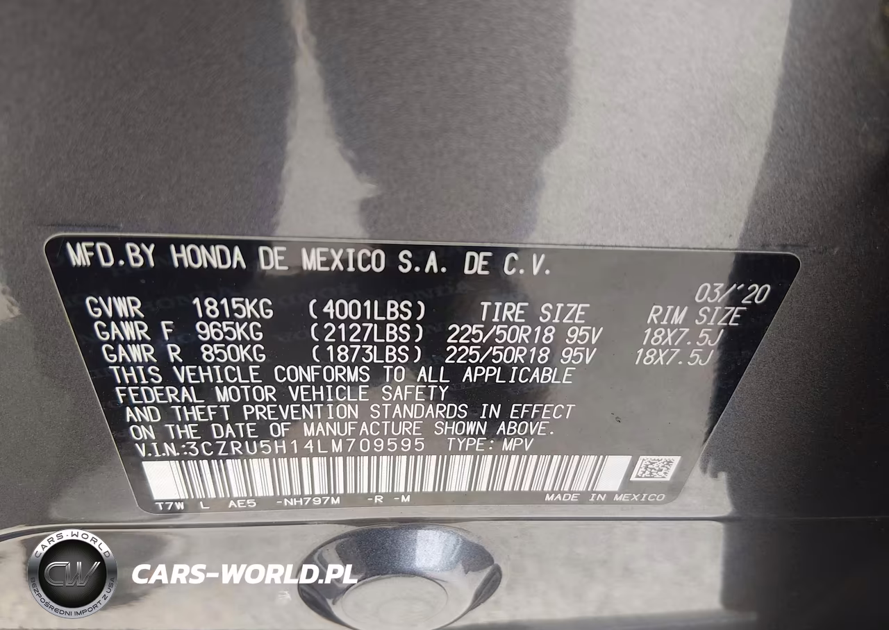 2020 Honda Hr-V 2Wd Sport VIN:3CZRU5H14LM709595 - 9