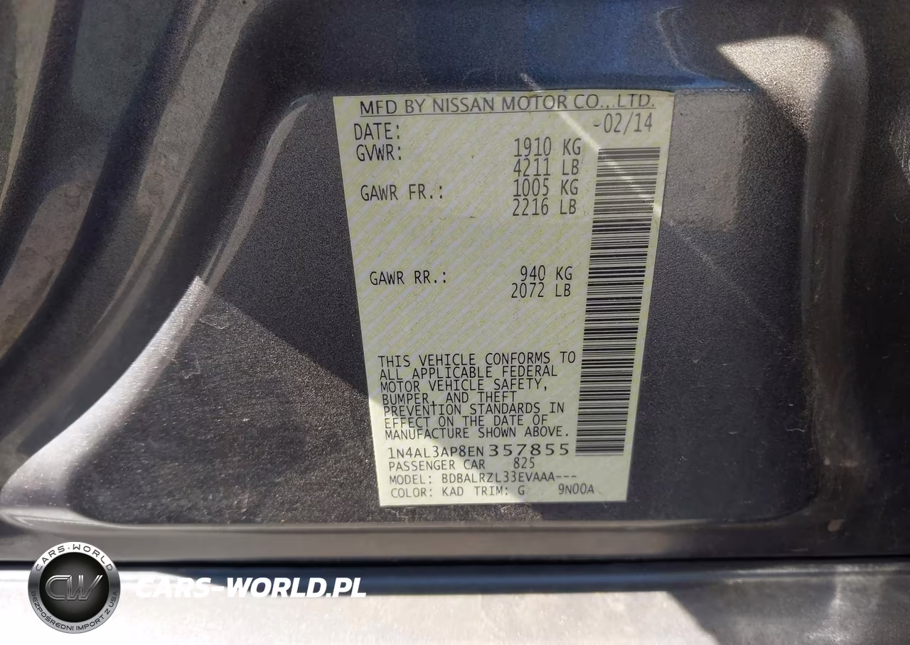 2014 Nissan Altima 2.5-2.5 S-2.5 Sl-2.5 Sv VIN:1N4AL3AP8EN357855 - 9
