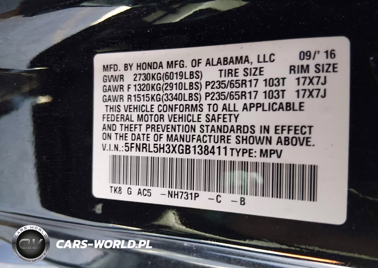 2016 Honda Odyssey Se VIN:5FNRL5H3XGB138411 - 9