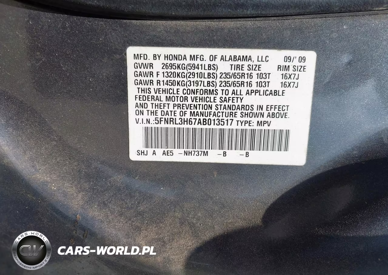 2010 Honda Odyssey Ex-L VIN:5FNRL3H67AB013517 - 9