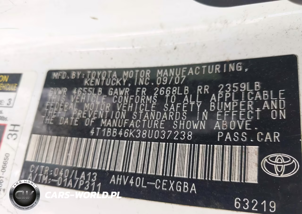 2008 Toyota Camry Hybrid VIN:4T1BB46K38U037238 - 9