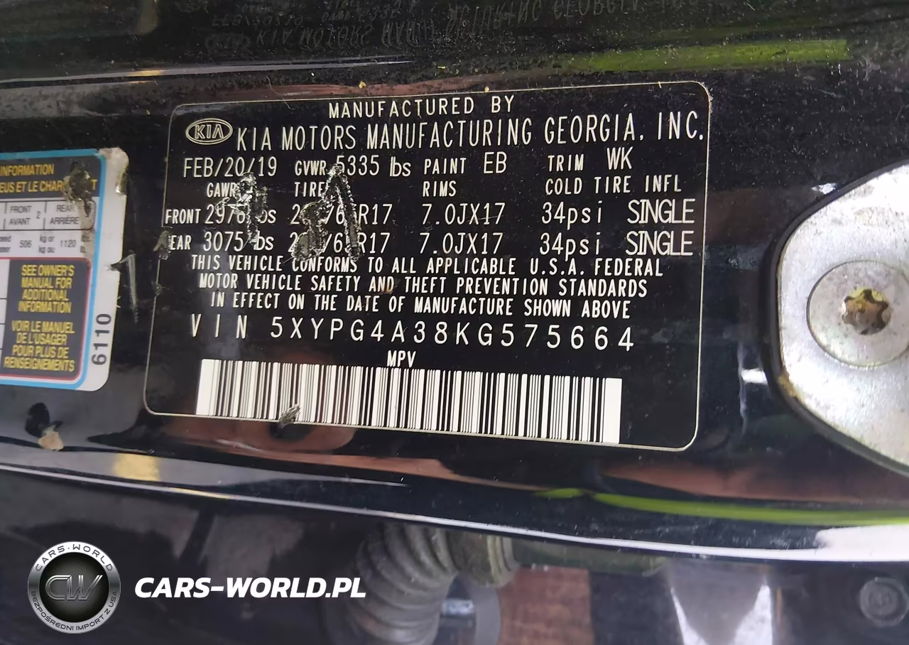 2019 Kia Sorento 2.4L L VIN:5XYPG4A38KG575664 - 9