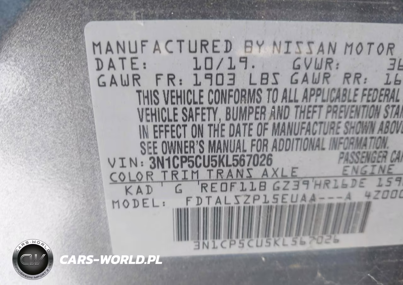 2019 Nissan Kicks Sv VIN:3N1CP5CU5KL567026 - 9