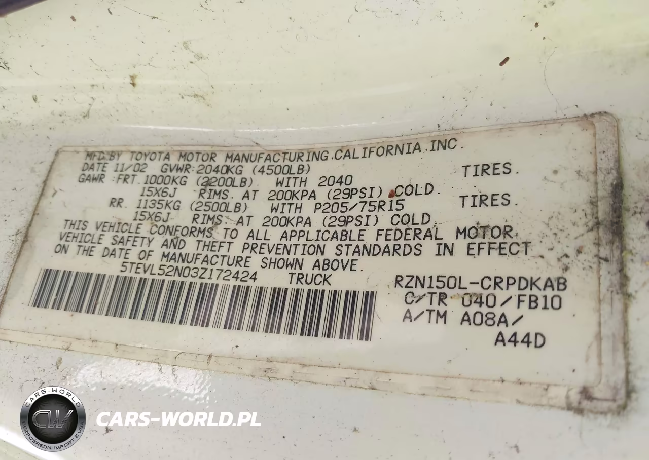 2003 Toyota Tacoma VIN:5TEVL52N03Z172424 - 9