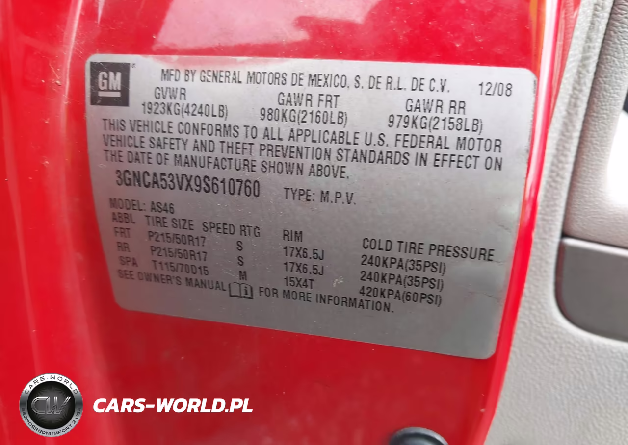 2009 Chevrolet Hhr Lt VIN:3GNCA53VX9S610760 - 9
