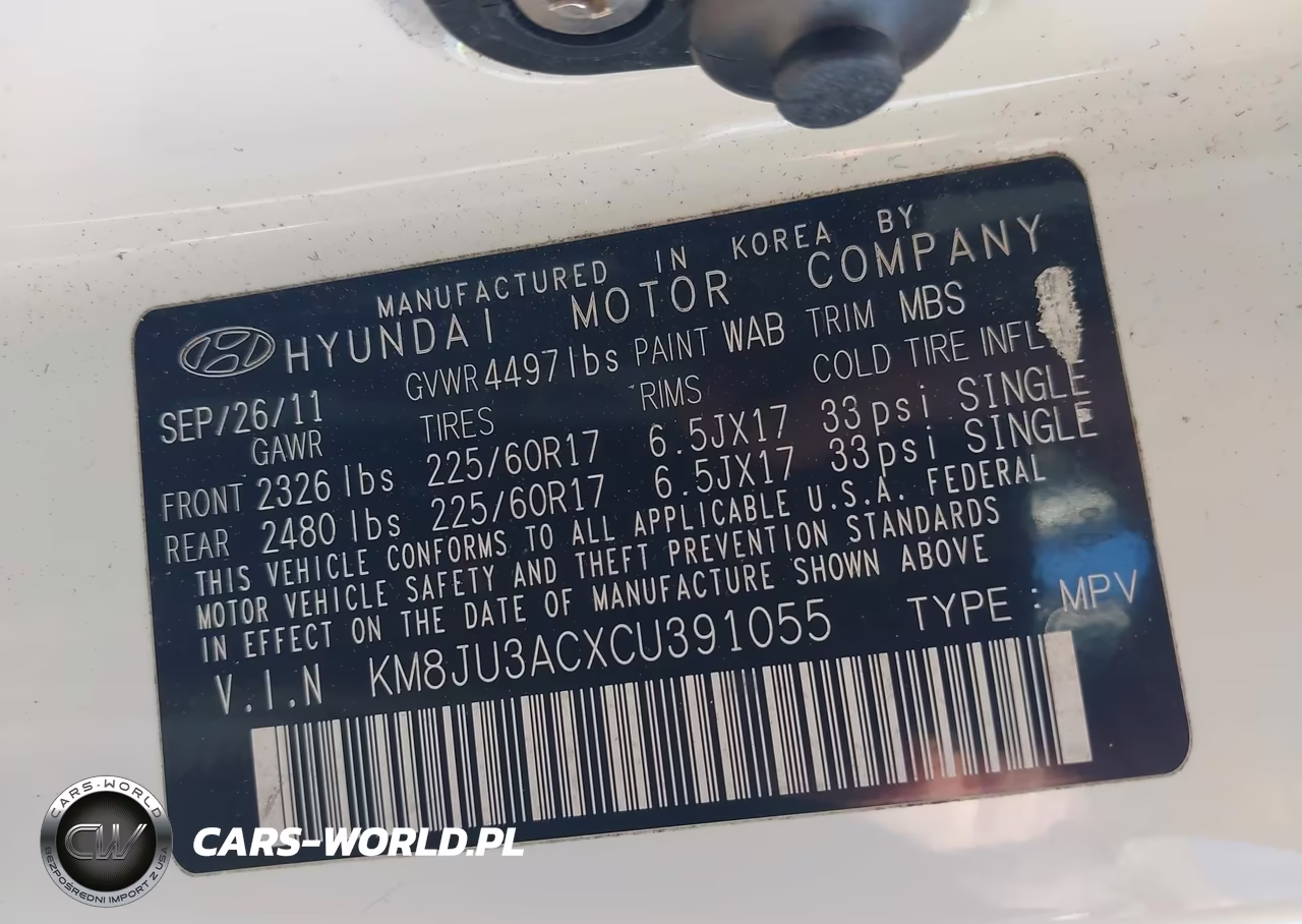 2012 Hyundai Tucson Gls VIN:KM8JU3ACXCU391055 - 9