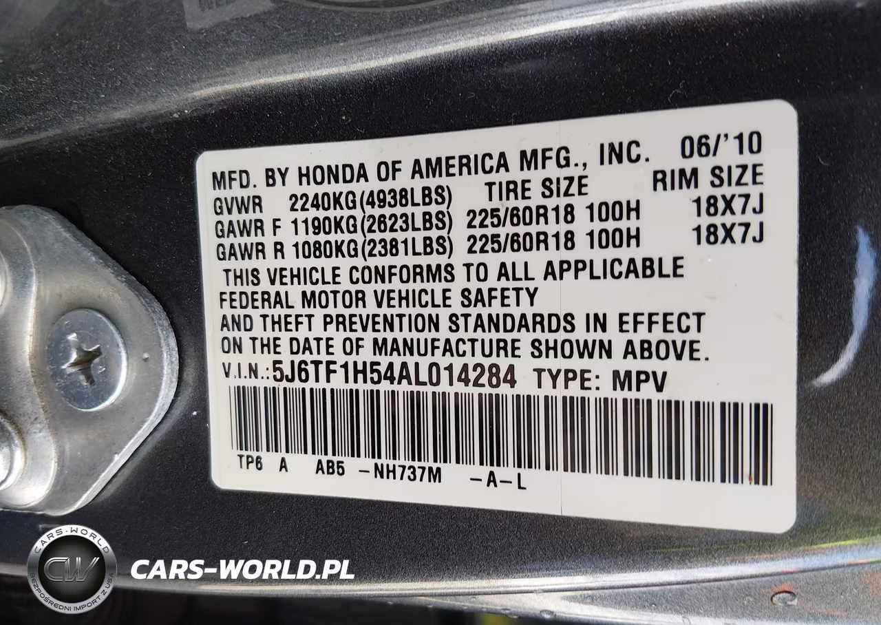 2010 Honda Accord Crosstour Ex-L VIN:5J6TF1H54AL014284 - 9