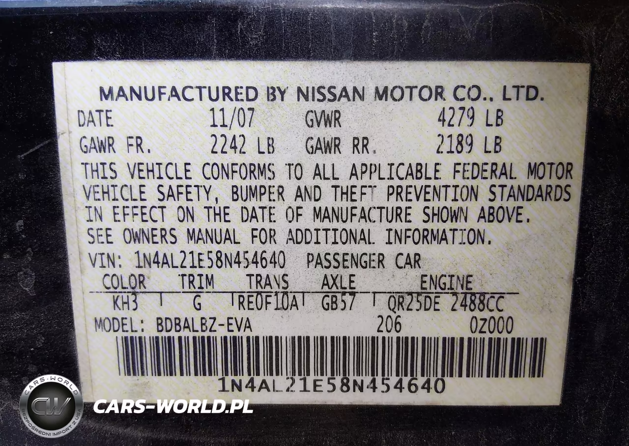 2008 Nissan Altima 2.5 S VIN:1N4AL21E58N454640 - 9