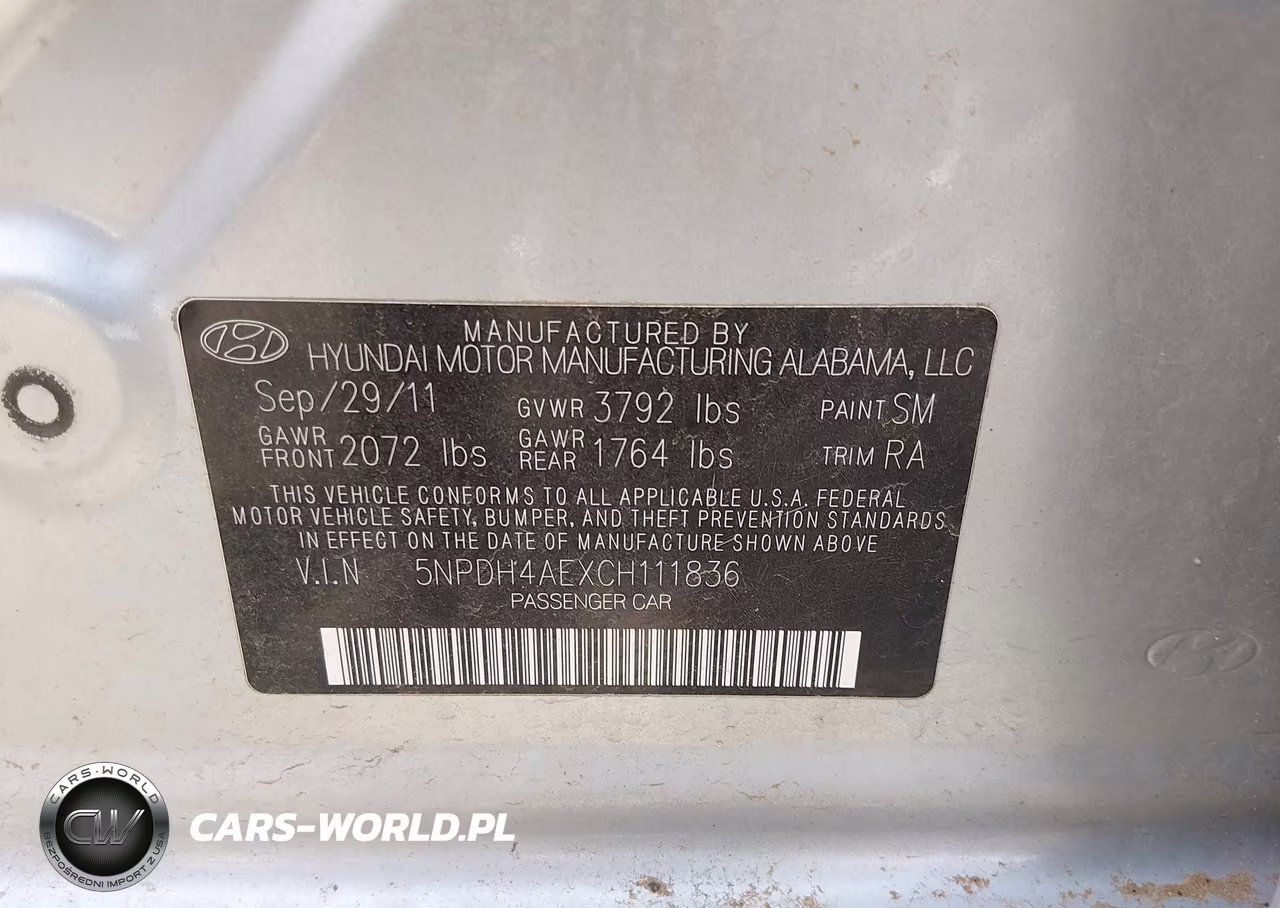2012 Hyundai Elantra Gls VIN:5NPDH4AEXCH111836 - 9