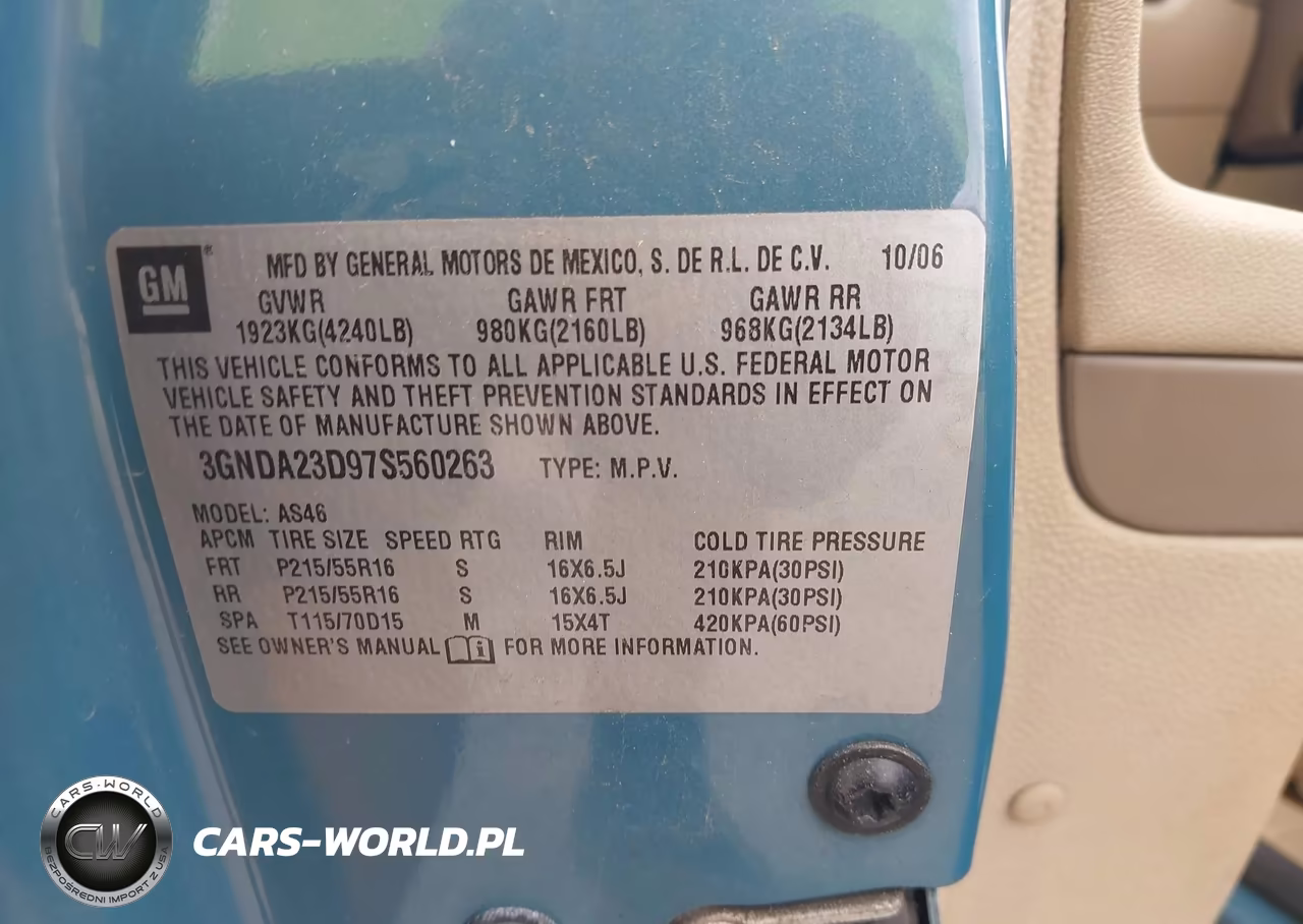 2007 Chevrolet Hhr Lt VIN:3GNDA23D97S560263 - 9