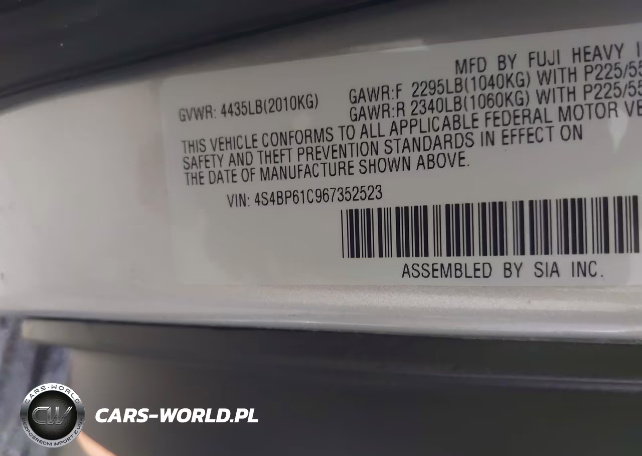 2006 Subaru Outback 2.5I VIN:4S4BP61C967352523 - 9