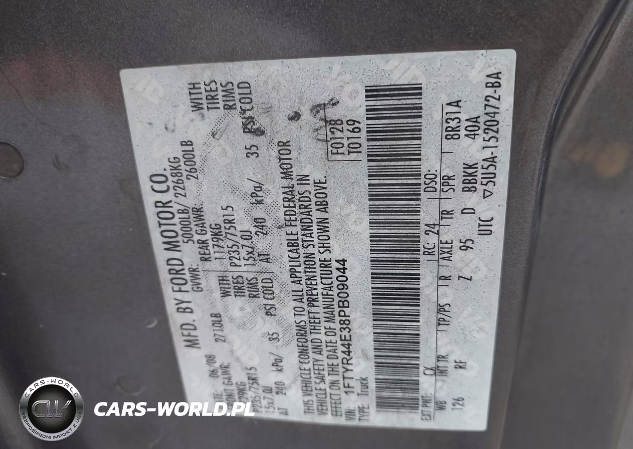 2008 Ford Ranger Sport-Xlt VIN:1FTYR44E38PB09044 - 9
