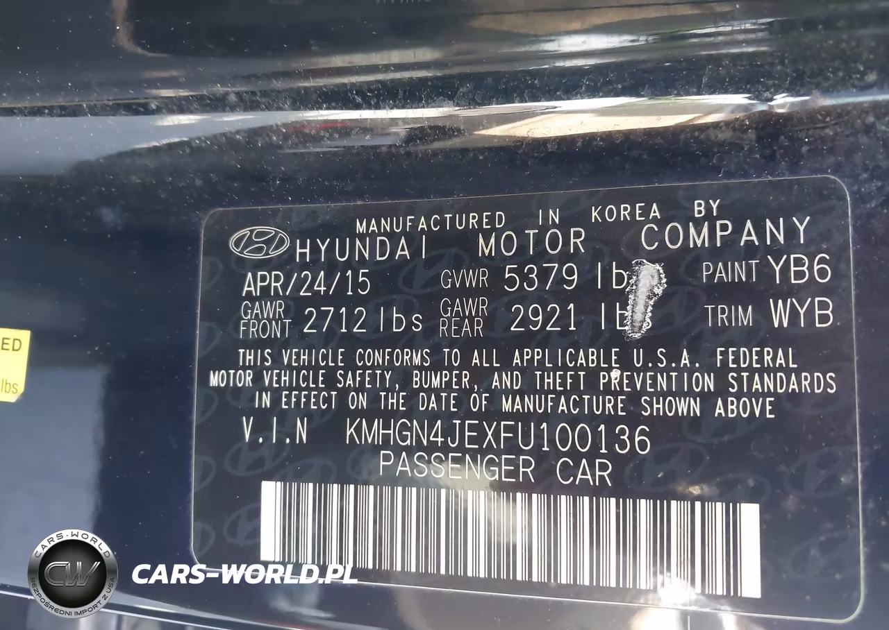 2015 Hyundai Genesis 3.8 VIN:KMHGN4JEXFU100136 - 9