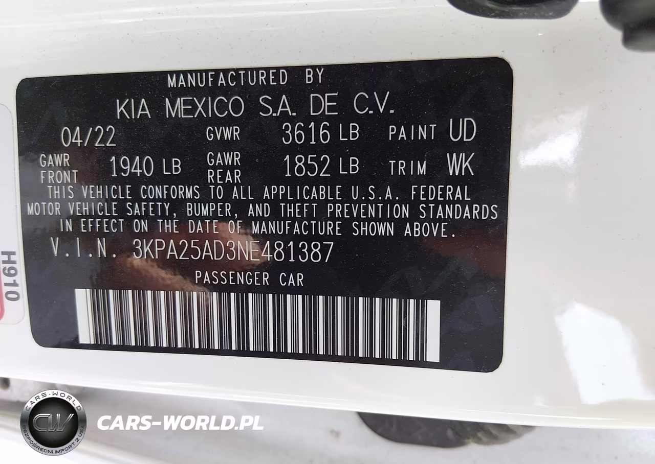2022 Kia Rio 5-Door S VIN:3KPA25AD3NE481387 - 9