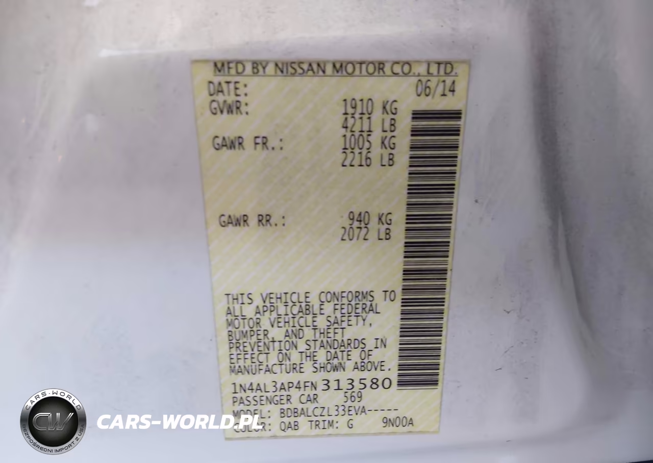 2015 Nissan Altima 2.5-2.5 S-2.5 Sl-2.5 Sv VIN:1N4AL3AP4FN313580 - 9