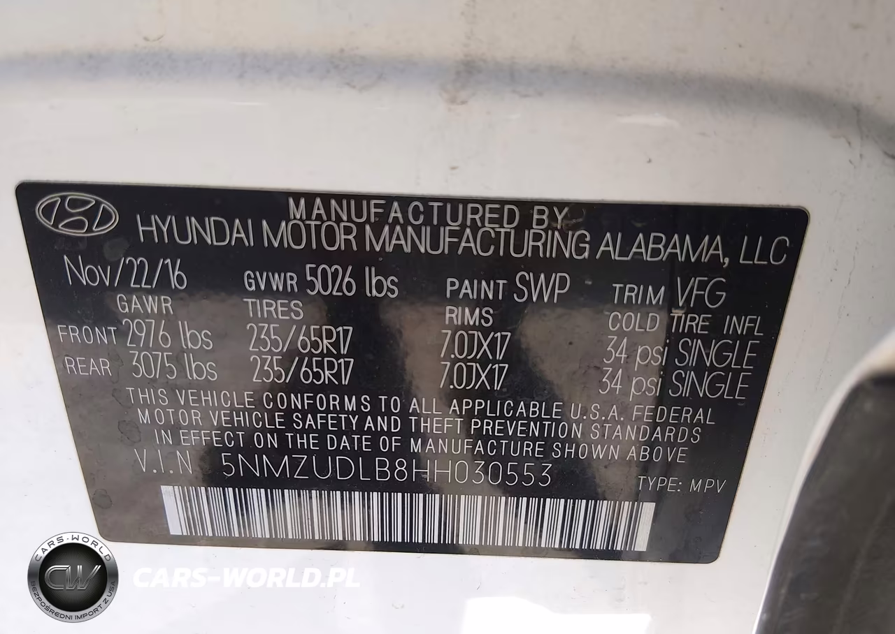 2017 Hyundai Santa Fe Sport 2.4L VIN:5NMZUDLB8HH030553 - 9