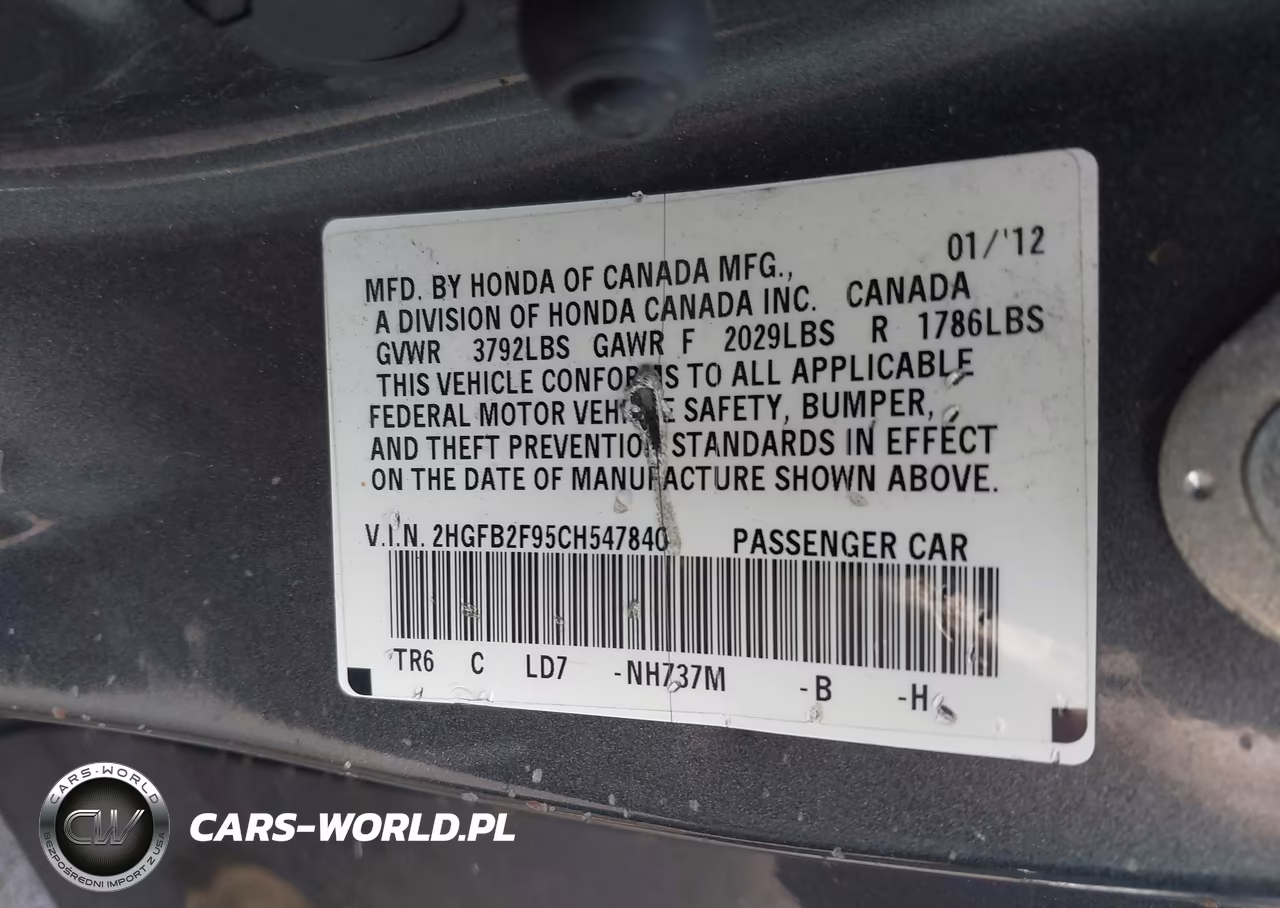 2012 Honda Civic Ex-L VIN:2HGFB2F95CH547840 - 9
