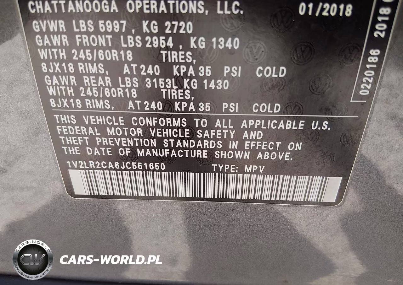 2018 Volkswagen Atlas 3.6L V6 Se-3.6L V6 Se W-Technology VIN:1V2LR2CA6JC551650 - 9