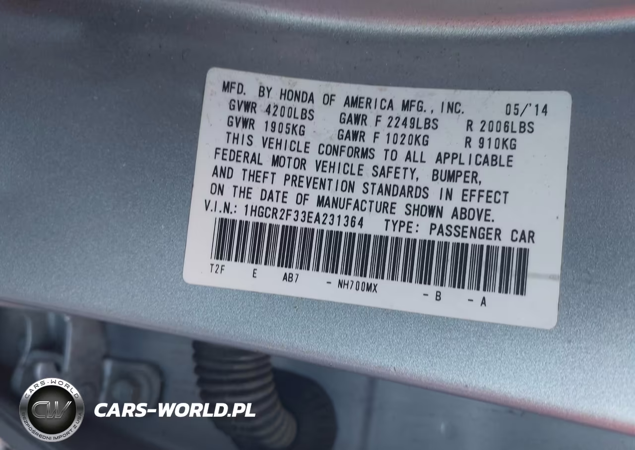 2014 Honda Accord Lx VIN:1HGCR2F33EA231364 - 9