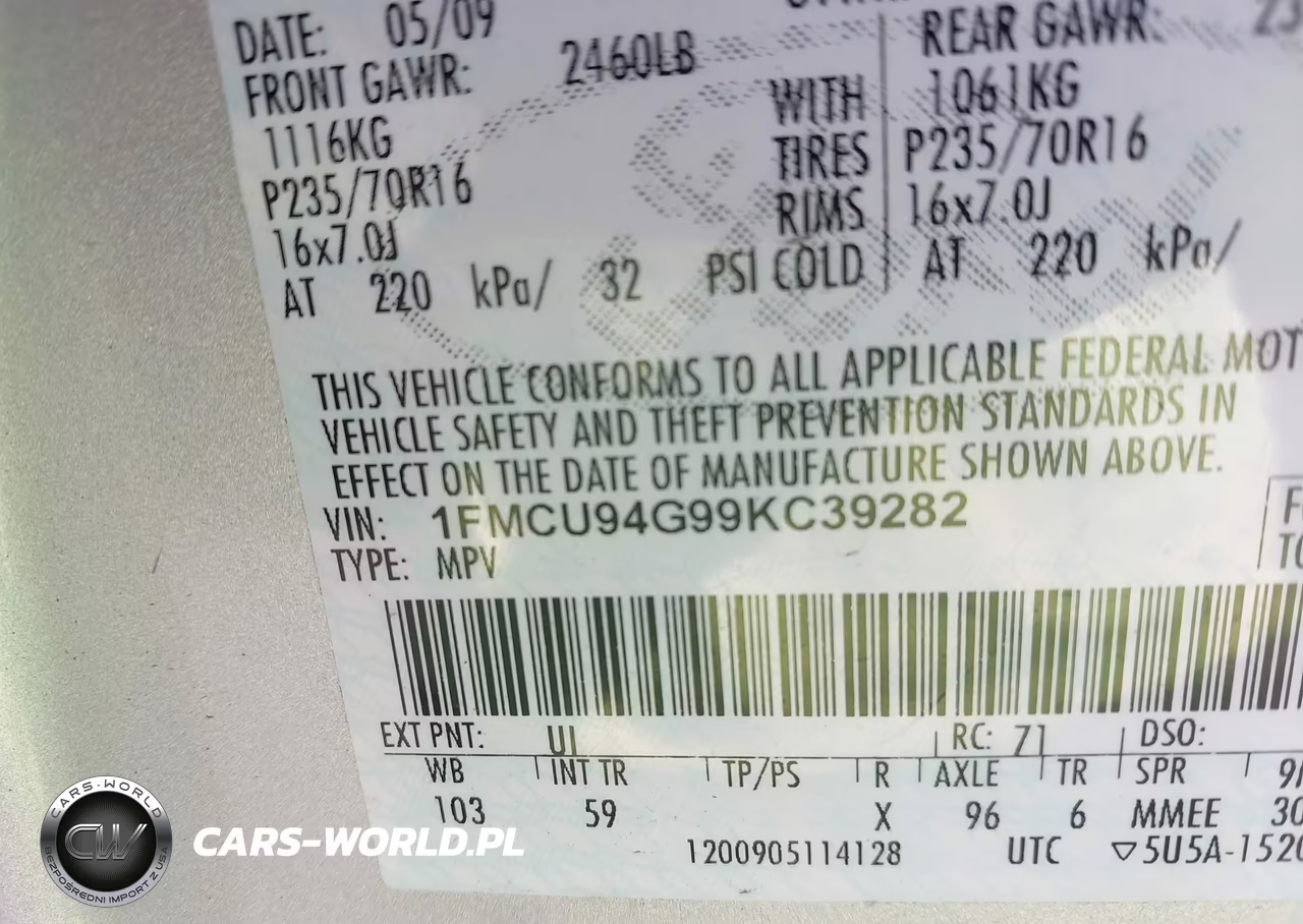 2009 Ford Escape Limited VIN:1FMCU94G99KC39282 - 9