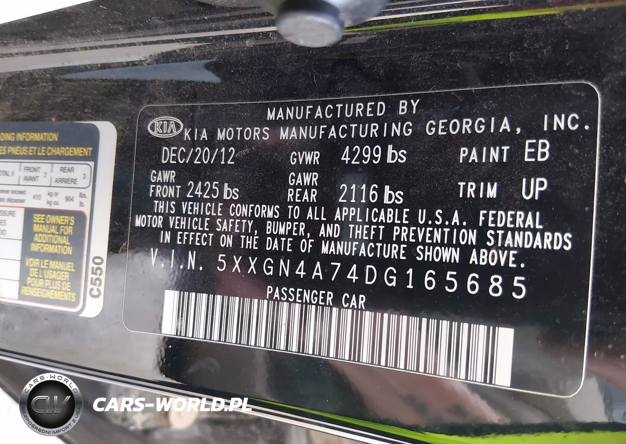 2013 Kia Optima Ex VIN:5XXGN4A74DG165685 - 9
