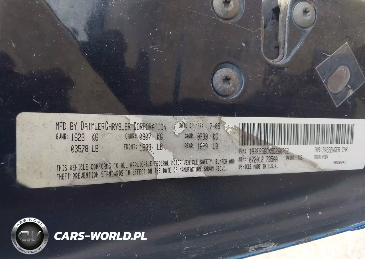 2005 Dodge Neon Sxt VIN:1B3ES56CX5D260762 - 9